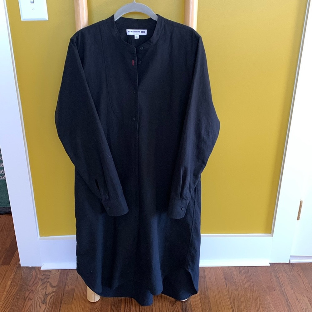 Ines de La Fressange x Uniqlo shirt dress black cotton GUC size small